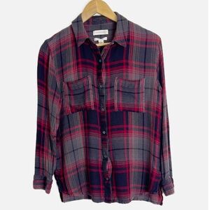 Treasure & Bond rayon flannel plaid shirt S